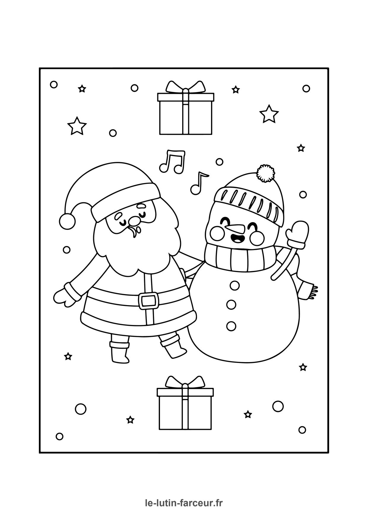 Coloriage bonhomme de neige bras leves