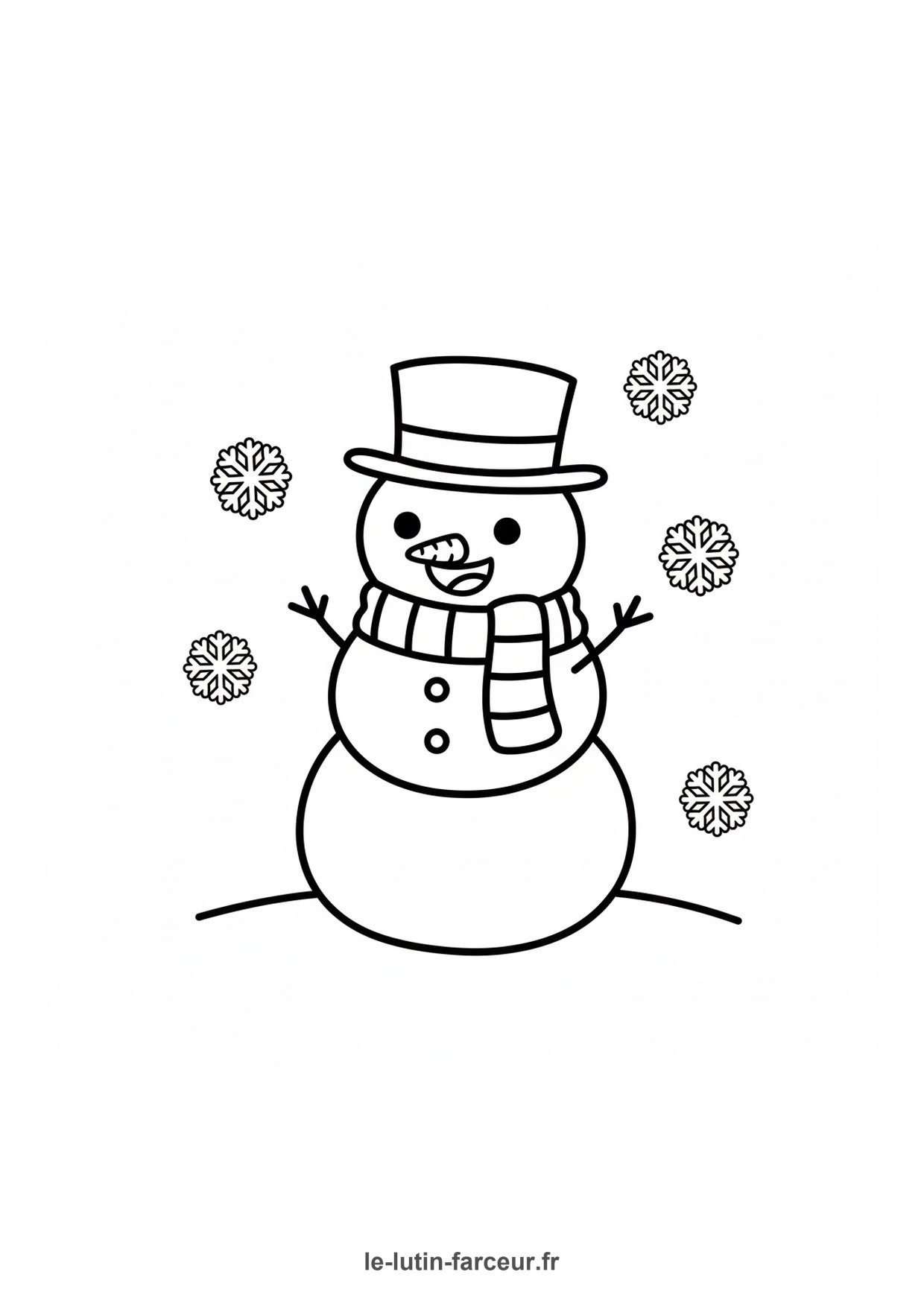 Coloriage bonhomme de neige chapeau