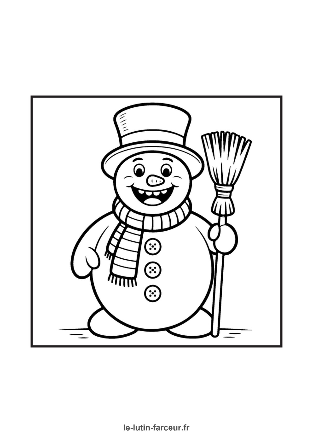 Coloriage bonhomme de neige chapeau haut de forme