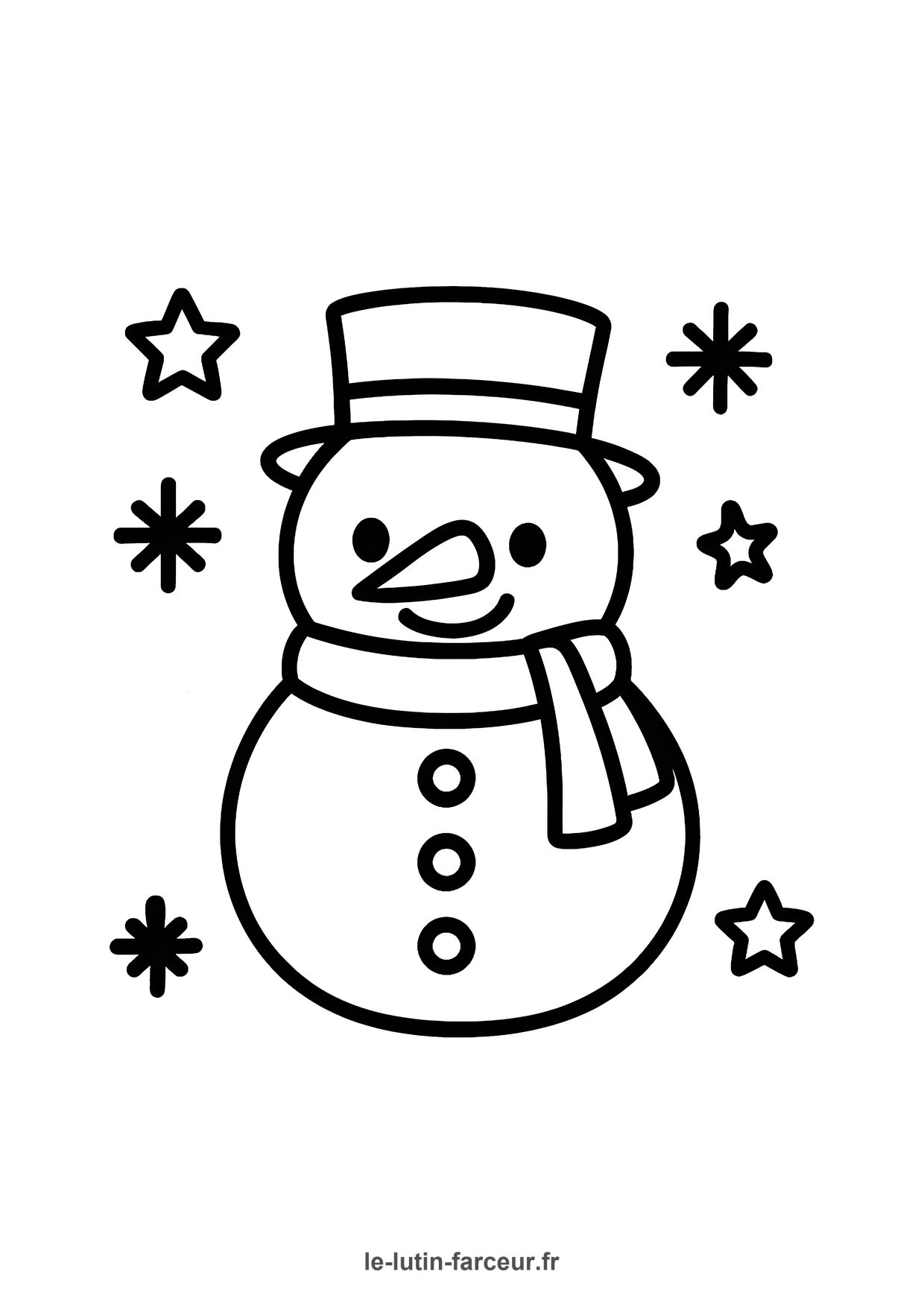 Coloriage bonhomme de neige chapeau haut forme 3