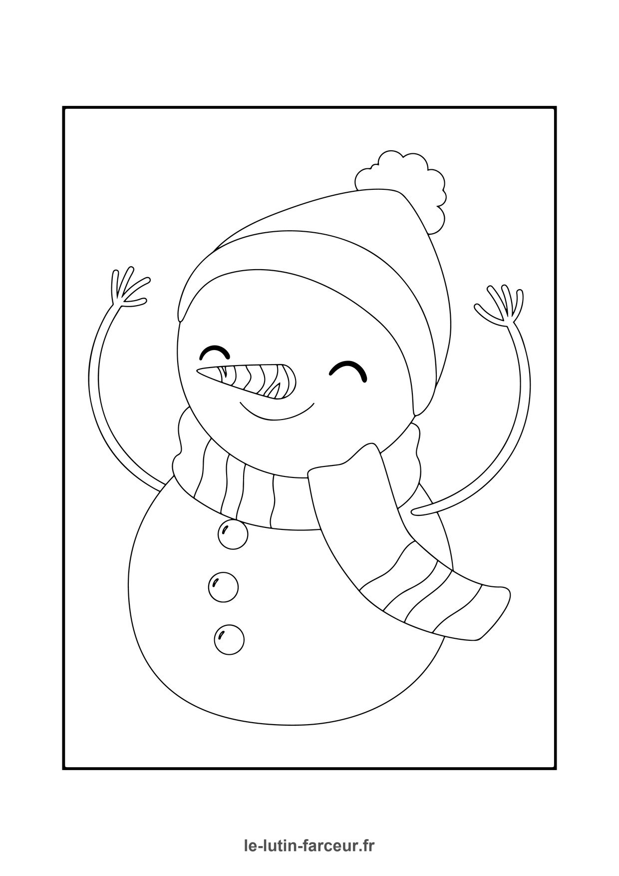 Coloriage bonhomme de neige saluant