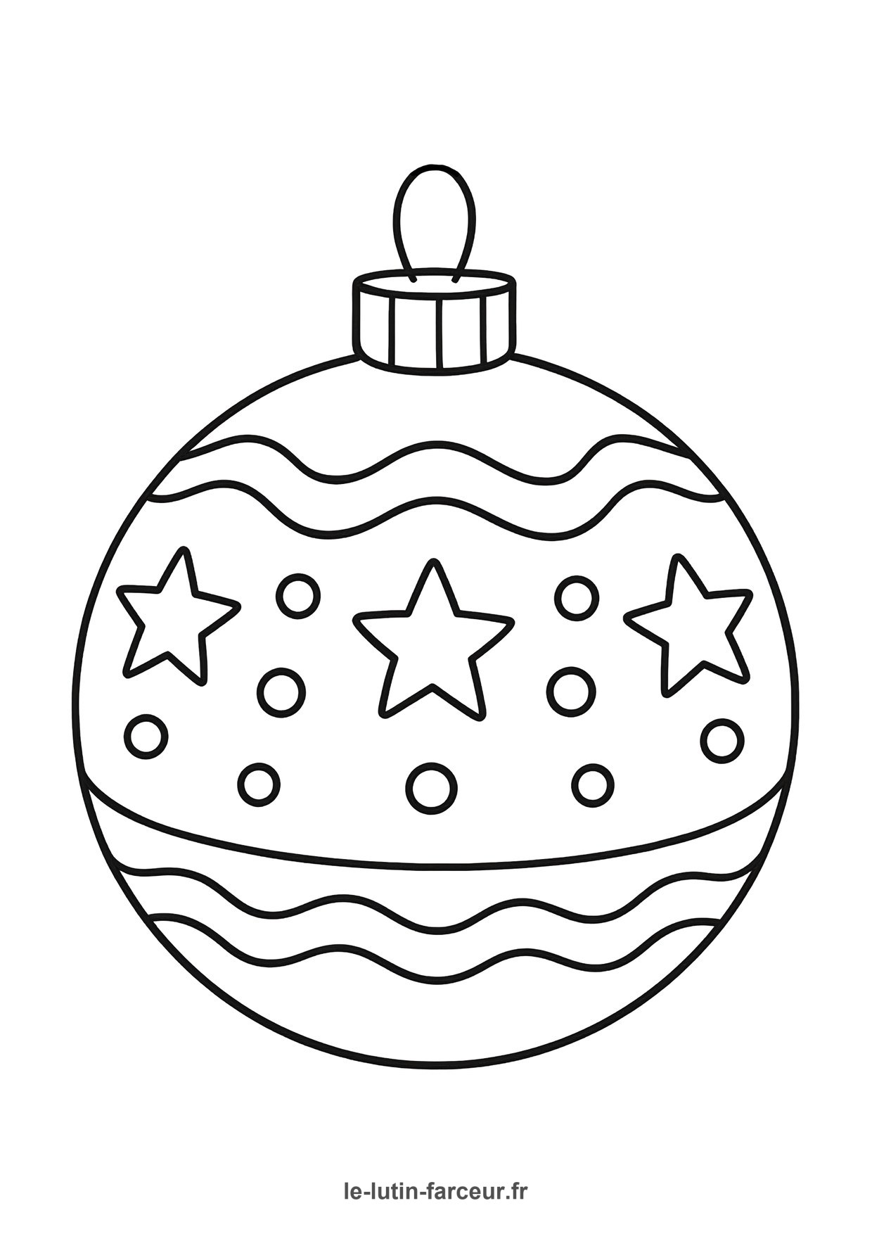 Coloriage boule de noel avec etoiles