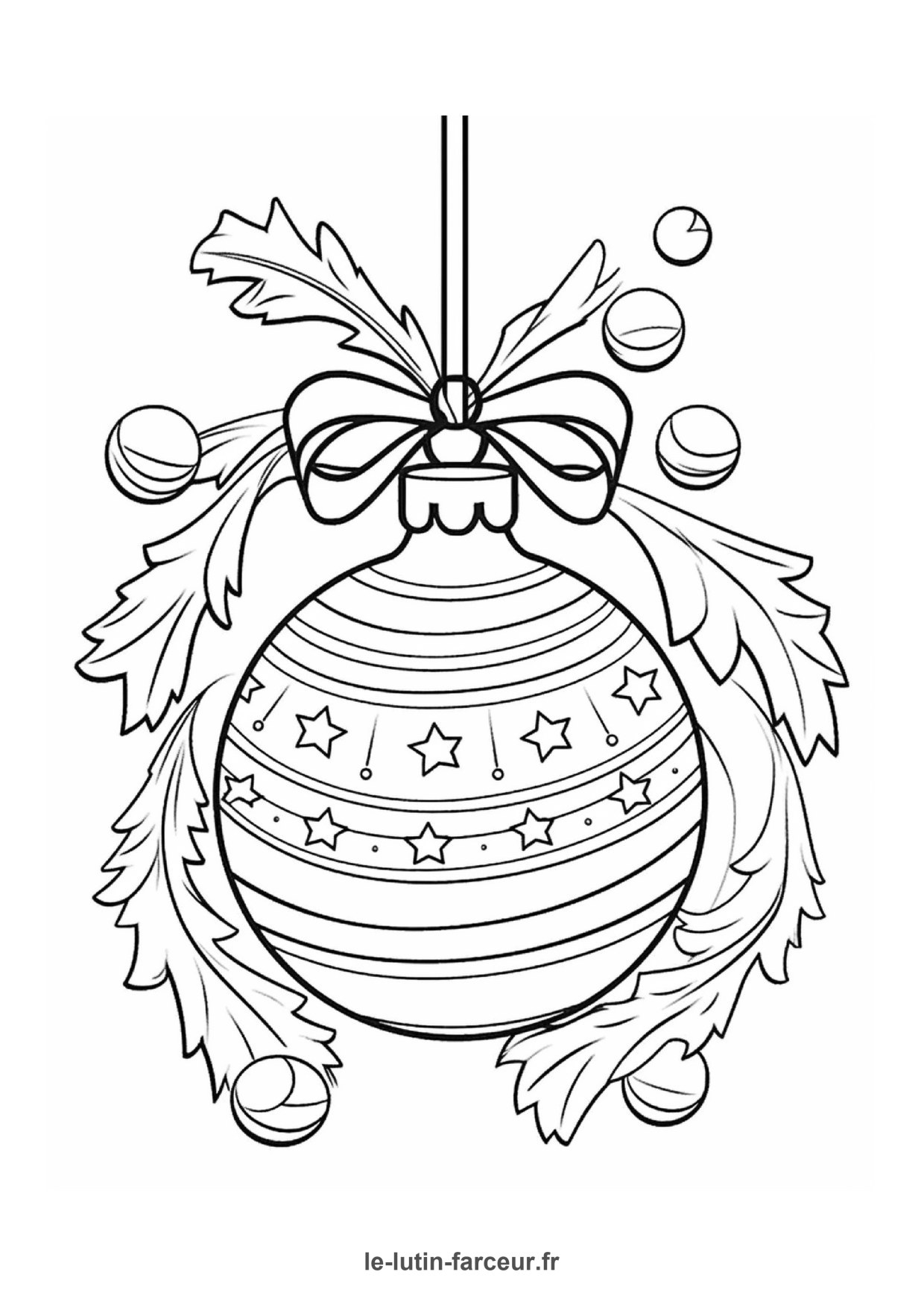 Coloriage boule de noel avec noeud