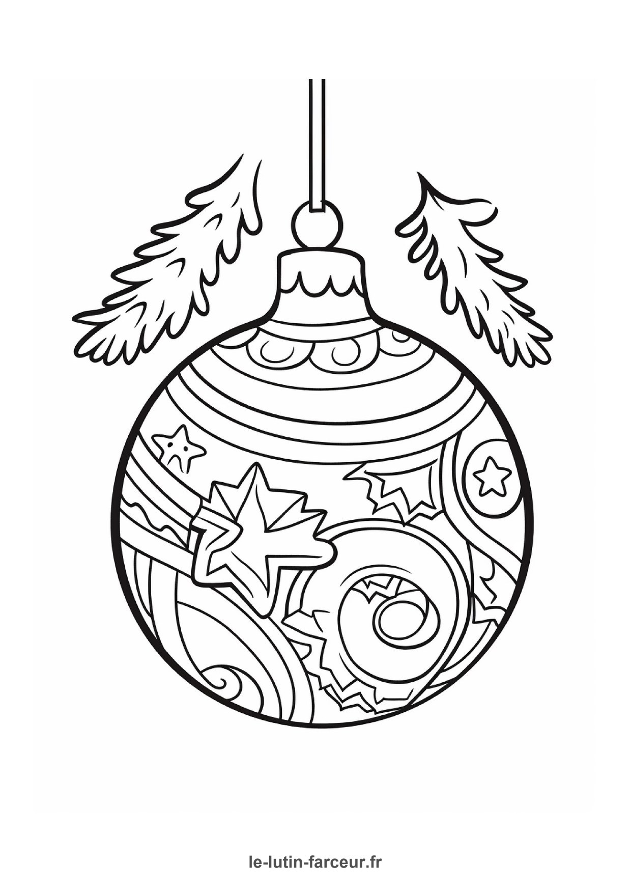 Coloriage boule de noel etoiles