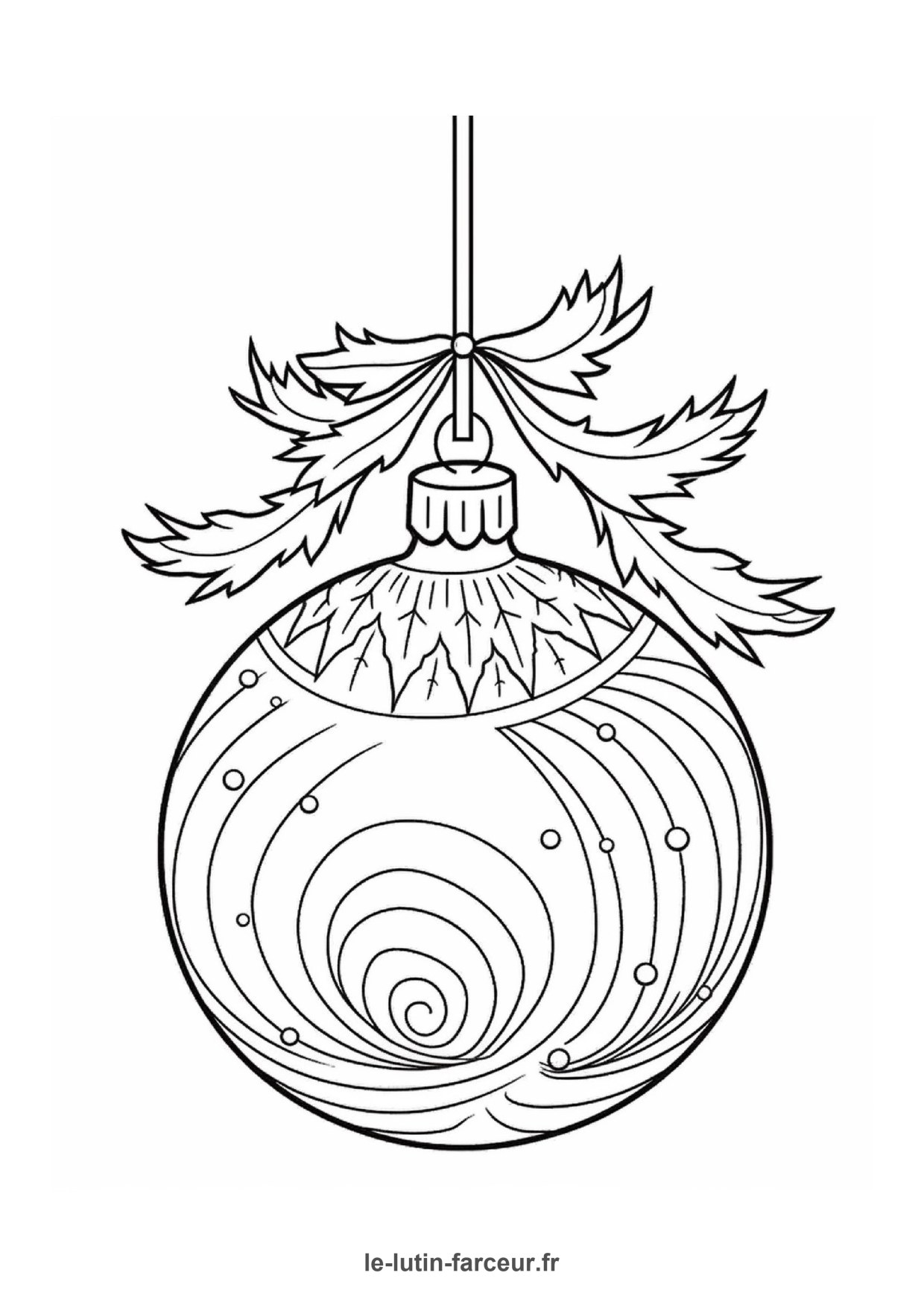 Coloriage boule de noel suspendue rayee