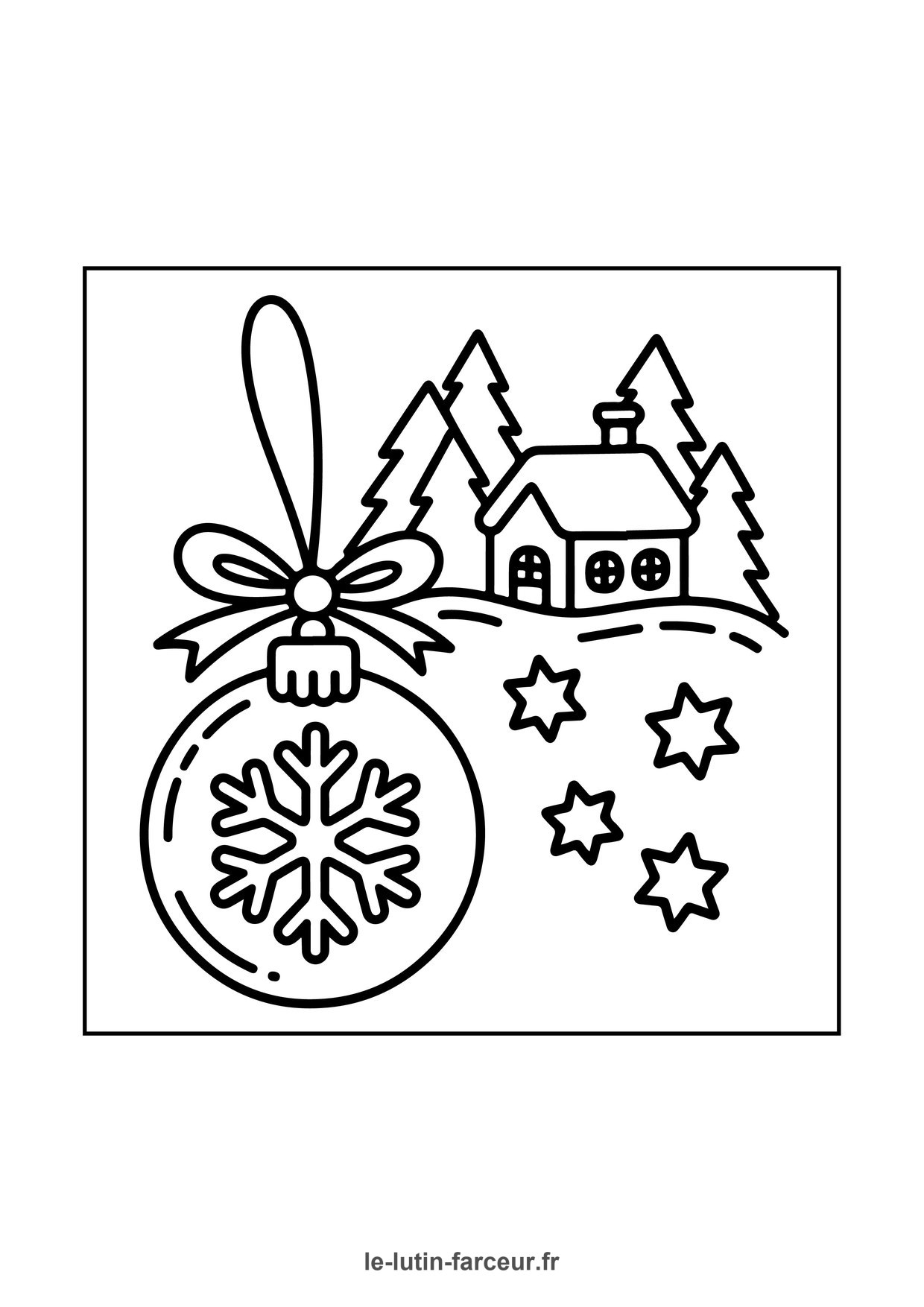 Coloriage boule flocon avec maison