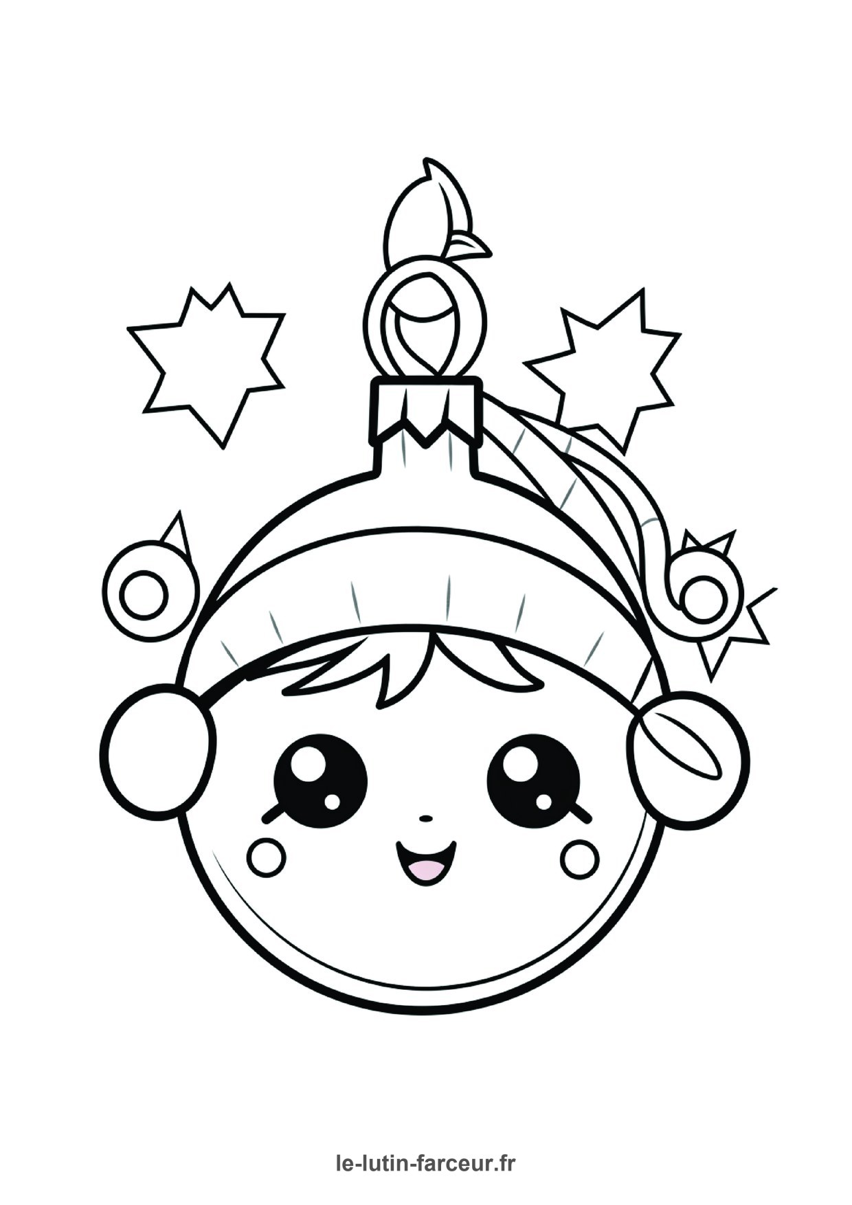 Coloriage boule noel bois etoiles