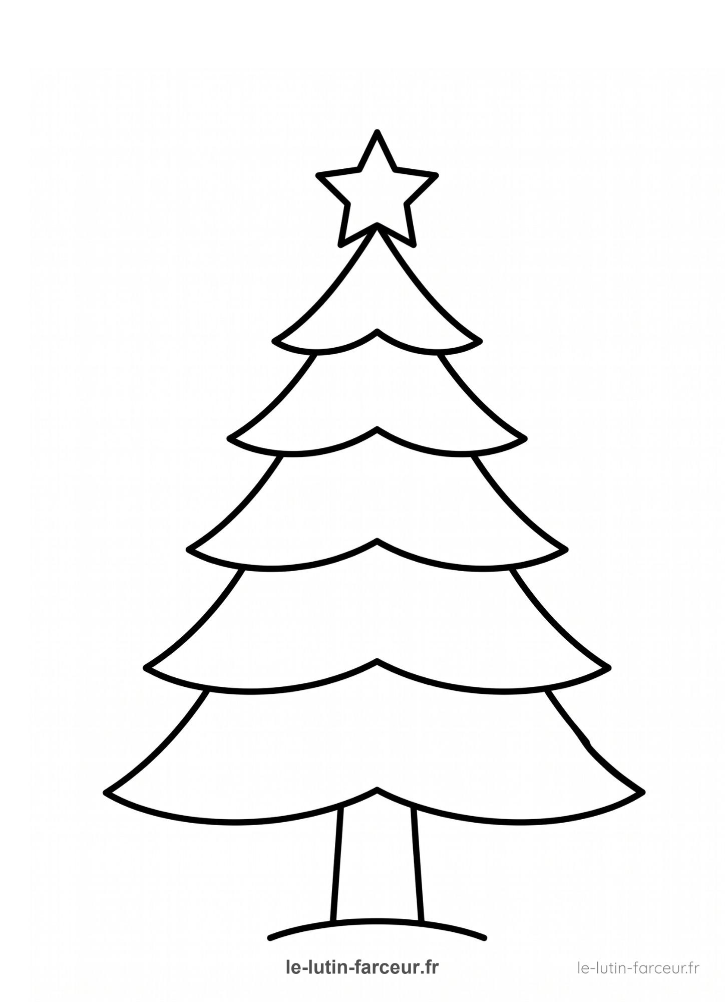Coloriage de sapin de Noël épuré avec étoile pour enfants