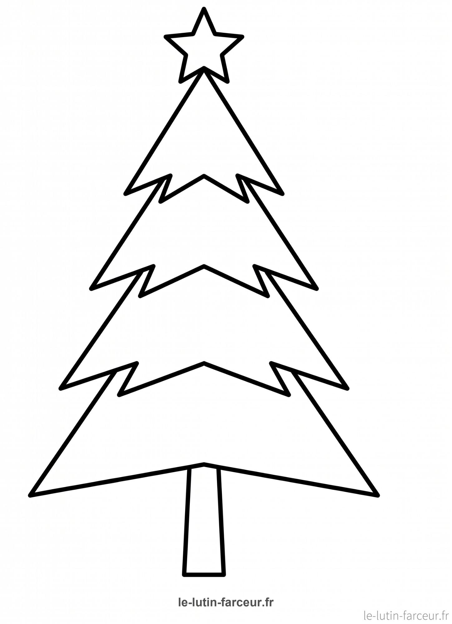 Coloriage de sapin de Noël simple avec étoile pour enfants