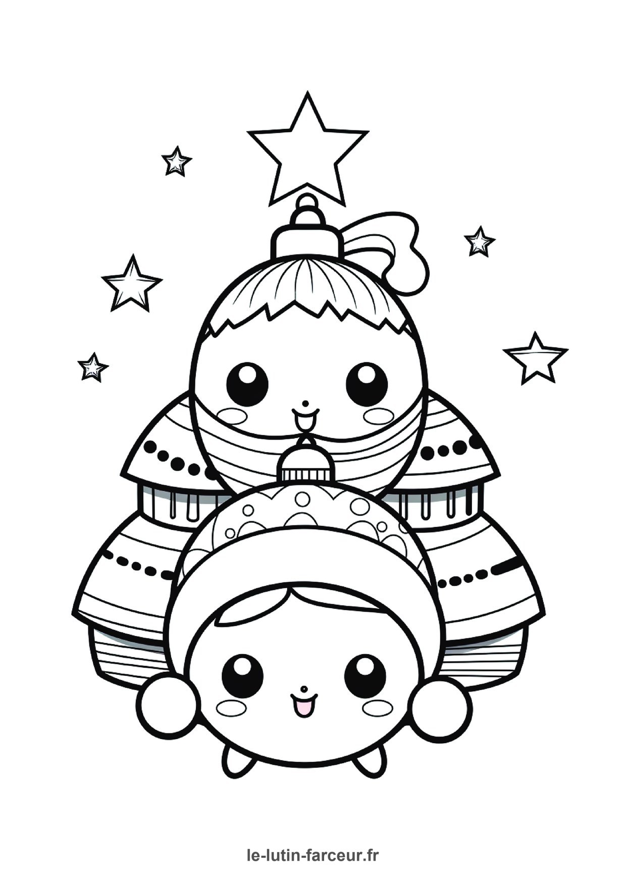 Coloriage deux boules noel visages