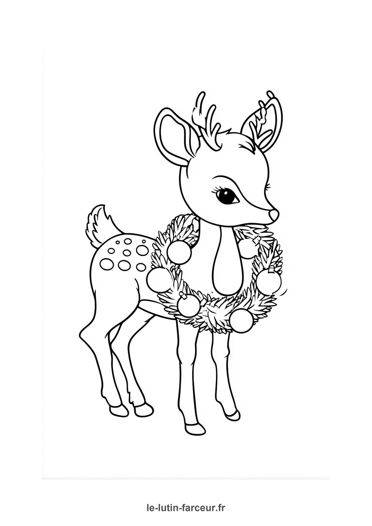Coloriage faon couronne fleurs 2