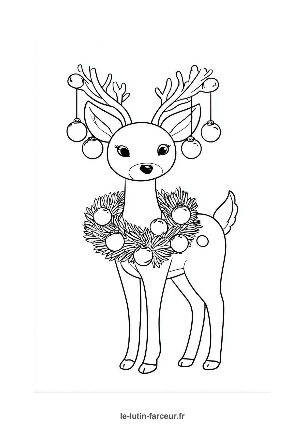 Coloriage faon couronne fleurs 3
