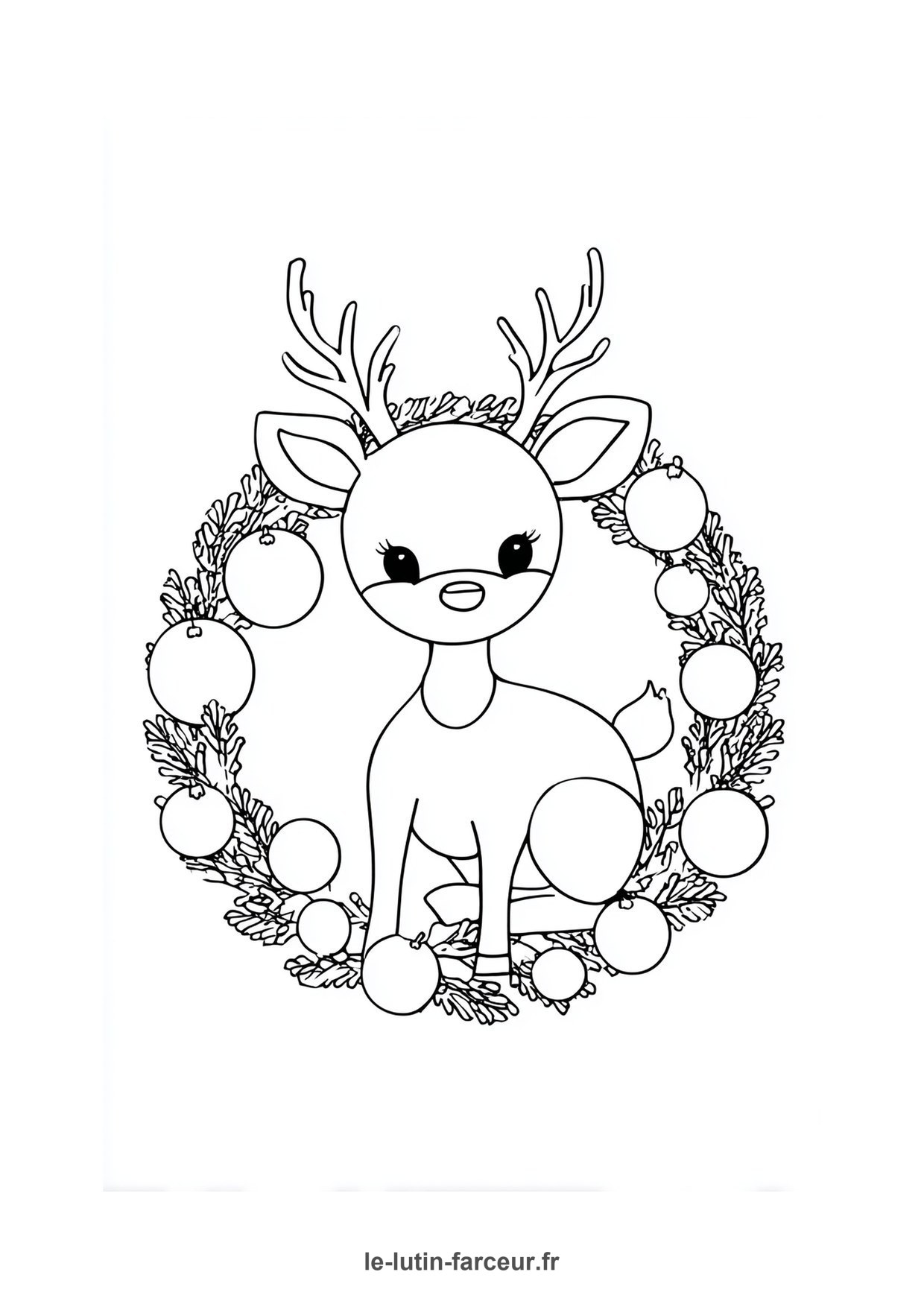 Coloriage faon couronne fleurs 4