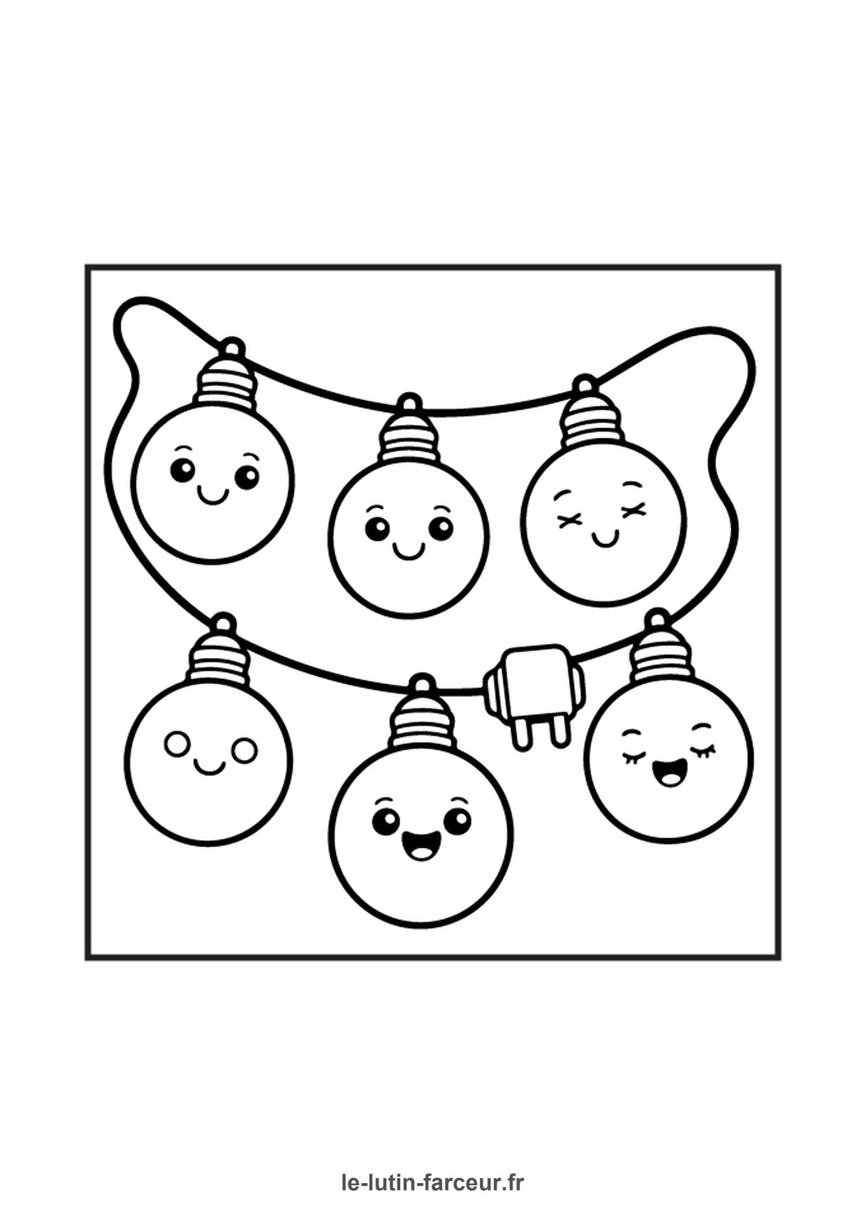 Coloriage guirlande boules de noel kawaii