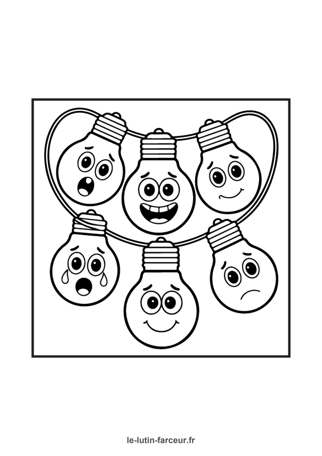 Coloriage guirlande boules de noel kawaii 3