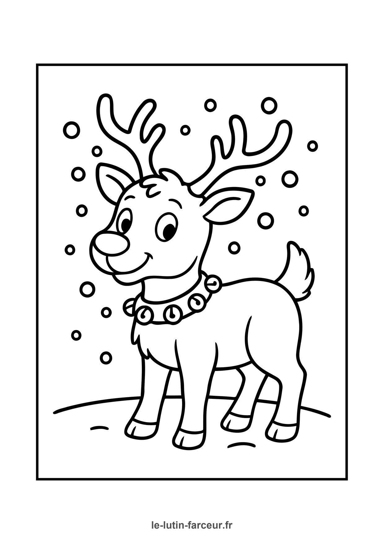 Coloriage renne flocons neige