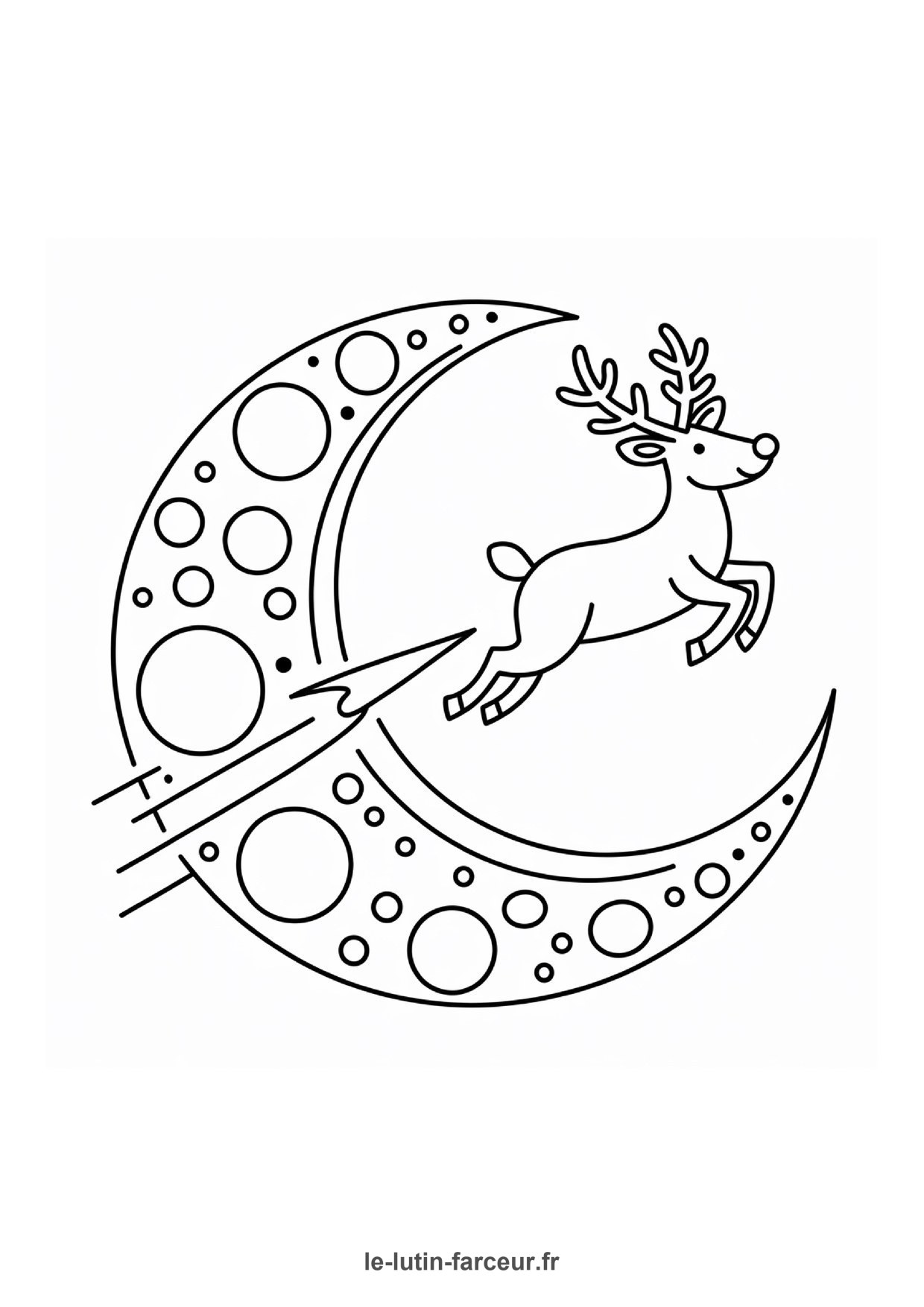 Coloriage renne lune etoiles