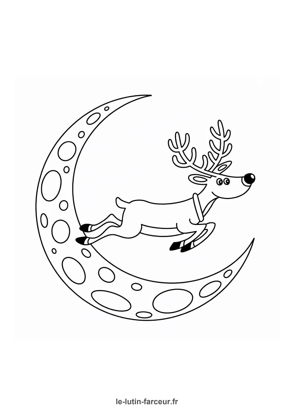 Coloriage renne lune saute