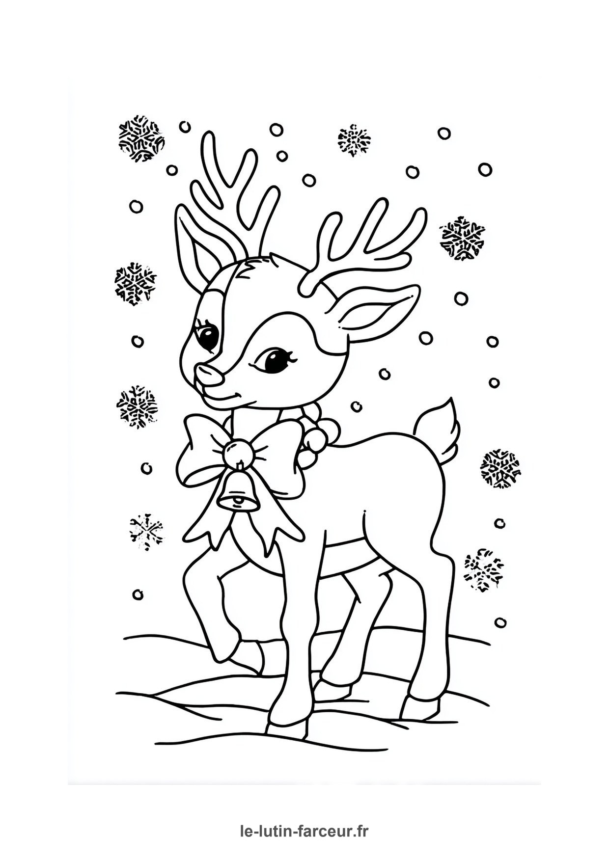 Coloriage renne mignon debout 10