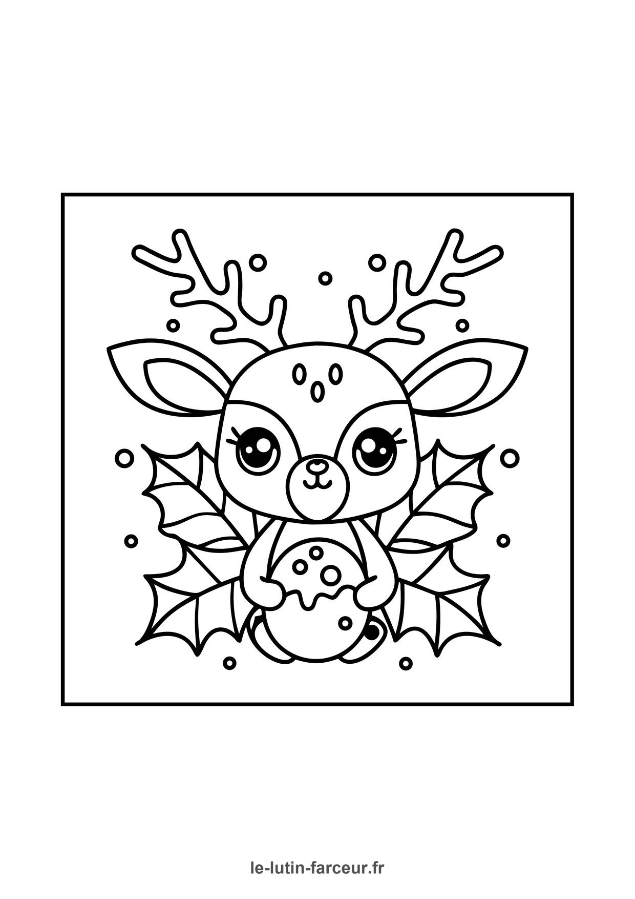 Coloriage rennes mignons houx