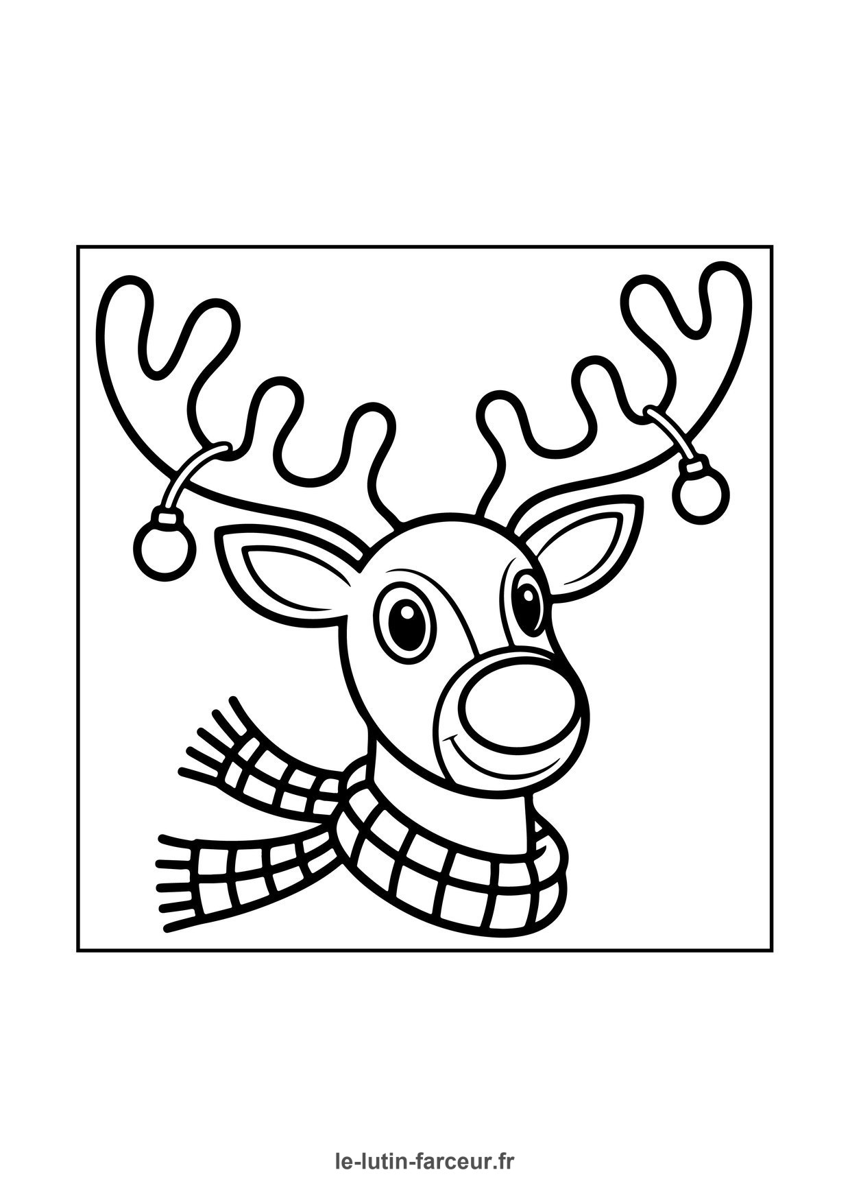 Coloriage tete renne avec echarpe