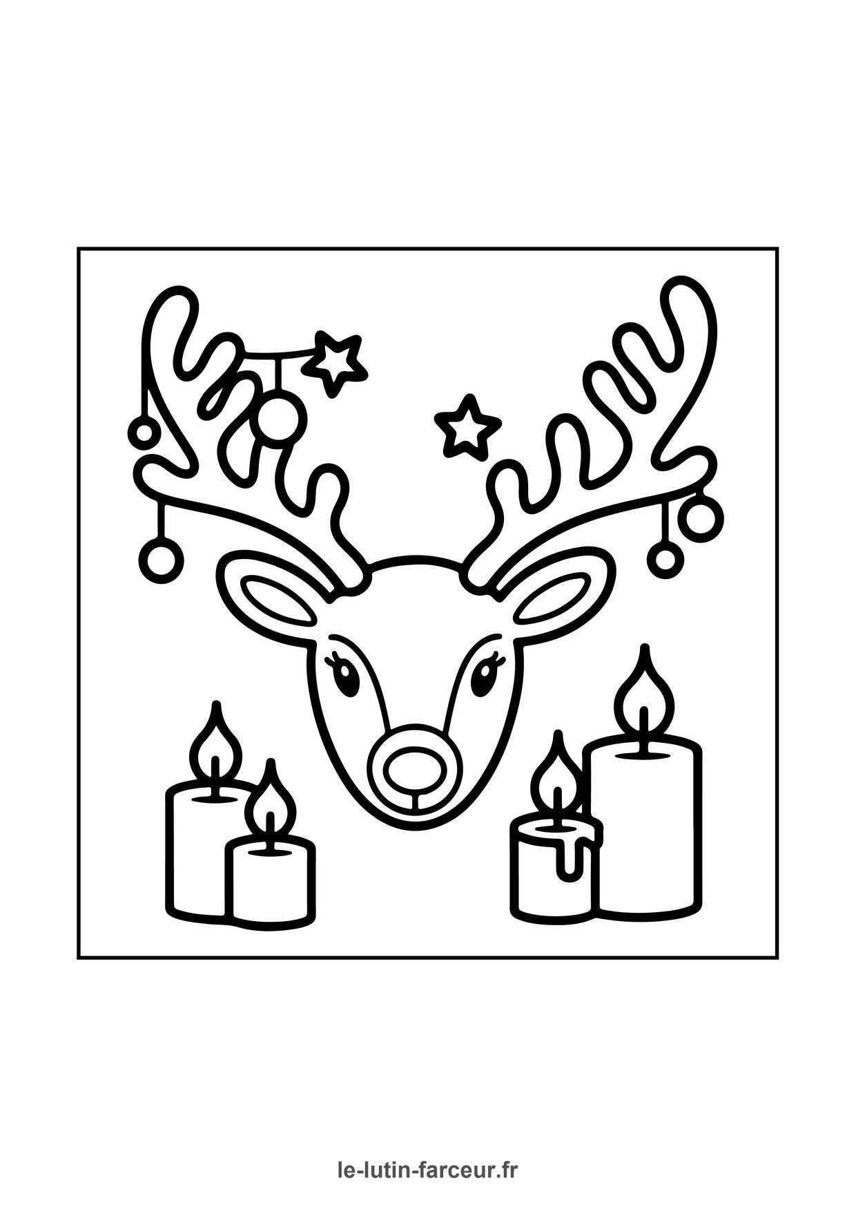 Coloriage tete renne bougies